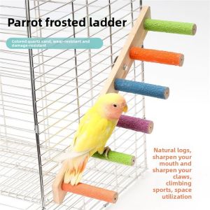 MONLEYTA | Interactive Toy Bird Swing Claw Grinding Mouth Tiger Lily Peony Climbing Rope Parrot Plaything Wooden Ladder Parakeet Accessory