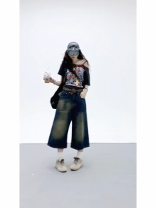 RETRO DENIM TOKONG PANTS y2K FOR LADIES SIZES 24-31 WIDE LEG TOKONG PANTS #362