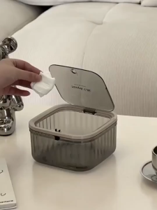 Transparent Desktop Storage Box Pop-up Trash Bin Garbage Dustbin