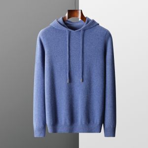 Mens female cashmere One-piece ready-to-wear Hoodie 100% Merino Wool Knitted Sweatshirt Autumn Winter Casual Large Top Long