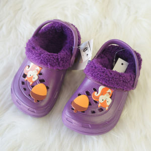 Removable Washable Childrens Cotton Slippers Anti-Slip Fleece Lined Autumn Winter Style Girls Boys Toddler Hole Hole Shoes