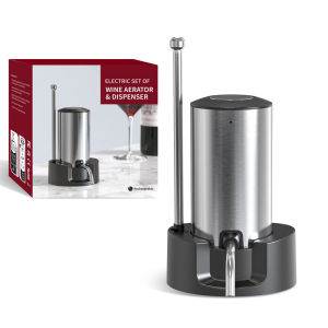 JustLiving Wine Aerator Pourer-Rocyis Electric Wine Dispenser One Touch Smart Wine Decanter w/Storage Base & Retractable Tube (Battery Operated)