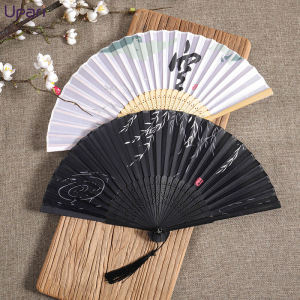 พัดขนาด8นิ้ว พัดสีเขียวจิ๋วด้ามจับสีขาวดำ พัดจีนสวยๆ พัดจีนเต้นรำสีสันสะดุดตาลายน่ารัก พัดจีนโบราณ