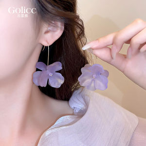 Elegant Purple Flower Stud Earrings Womens Fashion Jewelry out Alloy Plated Silver Gold Plant Floral Pattern New Arrival
