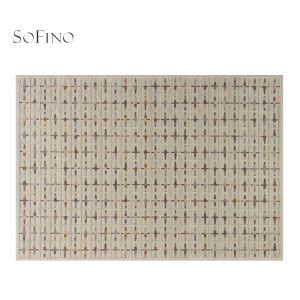 SoFINO | Vintage French Art Design Green Checkered Handmade Carpet