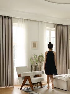 XTEN 1PC Upgrade 99% Blackout Curtain Embossed Fabric With 8 Rings For Living Room Bedroom