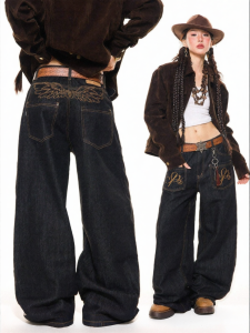 youngstage | Quần Jeans Sabre Vintage Thêu Rộng Dễ Dàng Mài Sáng