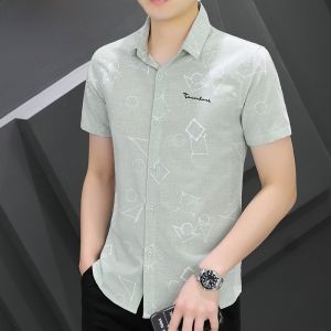 HENGYUANXIANG | Hengyuanxiang Ice Silk Short Sleeve Shirt Slim Fit Casual Thin Summer Menswear Trendy Half Sleeve Shirt Handsome Youth Fashion