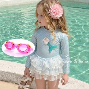HUANHUAN | Sun Protection Princess Dress Style Long Sleeve One-Piece Swimwear