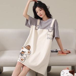 miiow | Pure Cotton Sleep Dress Womens Summer Thin Sweet Cute Large Size Outdoor Wearable Home Clothes Nightgown Catman MiiOW