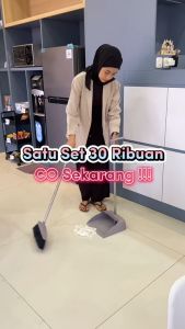Set Sapu Pengki Panjang Alat Pembersih Lantai Debu dan Kotoran Praktis Broom Set Dustpan