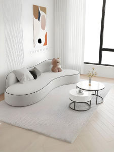 Nordic Simple Arcuate Fabric Sofa Designer Small Apartment Living Room Clothing Store Lobby Rest Area Vacation Home Sofa