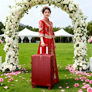 MANLVSHI | Aluminum Frame Red Luggage with Combination Lock Travel Suitcase