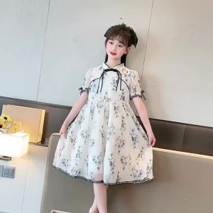 Váy Liền Sườn Xám Hoa Nhí Cho Bé Gái Váy Mùa Hè Kiểu Tây Trẻ Em Mẫu Mới Mùa Hè Váy Công Chúa Voan Tay Ngắn Cho Bé Gái