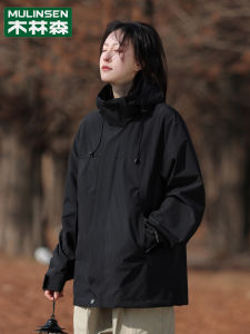 Mulinshan Womens Outdoor Spring Autumn Fleece Lined Detachable Windproof Waterproof Three-in-One Jacket Original Design Casual Loose Fit