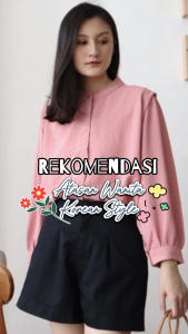 Atasan Kemeja Wanita Kekinian Korean Style Polos Kekinian Bahan Crinkle