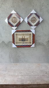 Paket 3 Pcs Hiasan Kaligrafi Kulit Kambing Alloh Muhamamad dan Asmaul Husna Mekah