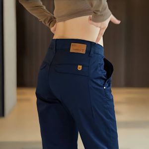 Quần Jeans Nam Cao Cấp Mùa Xuân Thu Mới Quần Dài Ống Thẳng Chất Liệu Cotton Màu Kaki Thường Ngày Quần Jeans Nam Trung Niên