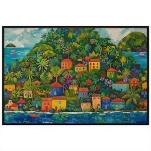 Tranh phong cảnh biển đảo thành phố ven biểntranh treo tườngdán tường trang trí nột thất decor góc phòng đẹp.CGI-613