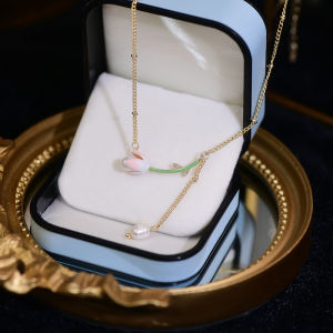 Corinna Super Fairy Tulip Tassel Pendant Imitation Pearl Necklace Female All-match Pastoral Style COD