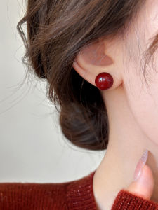 YICAN | Sterling Silver Red Pearl Earrings No-piercing Clip-on