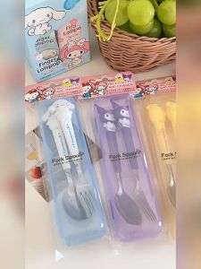 Sanrio Student Portable Fork Spoon Cartoon Tableware 2-piece Set Stainless Steel