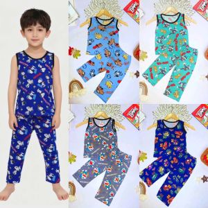 3PCS Boys Pajama Set Cotton (1–8 YRS) | Sando & Pants Terno | Presko Sleepwear for Kids