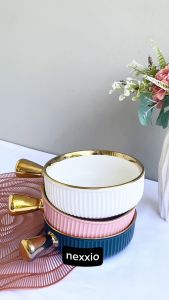 NexXio Mangkok Salad Porselen Cantik / Gagang Bahan Keramik Matte Nordic / Bowl Salad Handle Keramik
