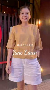 Áo kiểu nữ tay phồng chất LINEN TƯNG WASHED. JUNE LINEN. A33