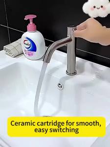 Stainless Steel Bathroom Faucet Hot Cold Water Mixer Tap Basin Faucet Matte Black Silver Single Handle Sink Taps