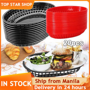 20PCS food tray basket plastic tray basket fast food basket flat bottomed fast food platter