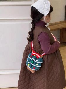 Christmas Kids Bag 2024 New Arrival Fashion Boy Baby Knitting Woolen Yarn Bag Little Girl Outing Cross-Body Bag