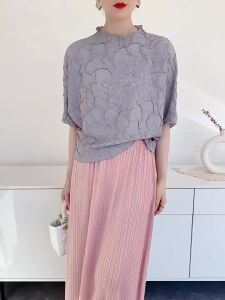 S-527 #   One Size (45-75kg) Embroidered Short Loose WomenS Top Summer T-Shirt Batwing Sleeve Comfortable Casual