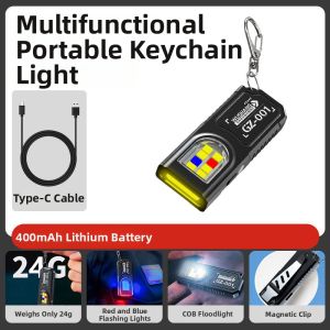 Portable Mini Strong Light Rechargeable Magnetic Multi-function Keychain Flashlight