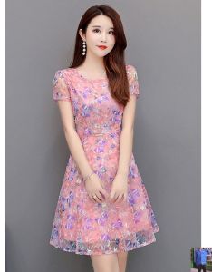 Guima เดรสสไตล์เกาหลีลายดอกไม้กระโปรงมิดิกระโปรงพิมพ์ลายสวยชุดสีชมพู 2024 ชุดเดรสแฟชั่นสตรีชุดไปงานบวชสวยเดรสสายเดี่ยวชุด แม่เจ้าบ่าว แม่เจ้าสาวผ้ามัดย้อม หญิงชุดราตรีออกงานชุดเดรสออกงานเดรสออกงานหรูๆ