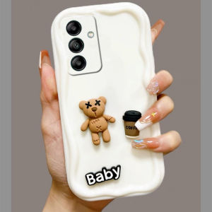 New Phone Case Samsung Galaxy A14 A24 LTE A34 A54 A04 A04s A04e M14 M34 M54 4G 5G INS Cute Cartoon Creative 3D Coffee Bear Doll Casing Fashion Shockproof Soft Cover 2023