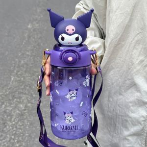 650ml Cartoon Bottle Kuromi Pochacco Cinnamoroll Hello Kitty Portable Outdoor Plastic Direct Drinking Water Cup With Straw