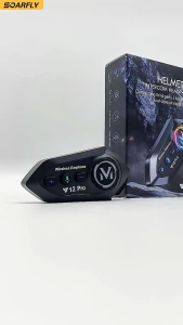 SOARFLY Y12 Pro Bluetooth 5.4 Headset Helm Bluetooth Sepeda Motor Bluetooth Headset Sepeda Motor Earphone Nirkabel Dengan Mikrofon Untuk IPhone IPad Android Hands Free Call Kit IPX6 Tahan Air