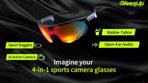 BleeqUp Ranger 4-in-1 AI Sports Camera Sunglasses with AI Action Camera POV Capture Open-ear Audio