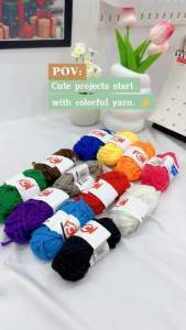 FCI Assorted Soft Colored Craft Yarn – 12 Pieces Pack | Cotton Wool Knitting & Crochet Yarn for DIY Crafts Notebook Decoration & School Projects