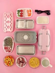 Kotak Makan Pemanas Elektrik Double Layer Lunch Box 2 Bowl 2L BE-FH888 - BILLBEAR - Kitchenware