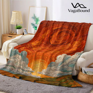 Sunset Sunflower Art Print Flannel Blanket Warm Soft Halloween Christmas Decorative Couch Warm Cozy All-Season Gift