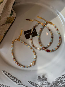 CAFFTI | Natural Stone and Freshwater Pearl Stackable Bracelet For Women