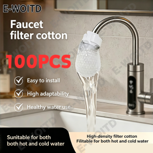 100Pcs Thickened Faucet Filter Cotton Universal with T-strap Faucet Filter Portable Anti-splash Tap Water Filter Bag for Filters Tap Water Cement Sand Rust Scale and Other Impurities