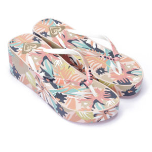 ROXY 2025 New Summer High Heel Anti-Slip Fashionable Daisy Slippers Sweet Fairy Style Slope Heel Flat Sandals Casual Footwear