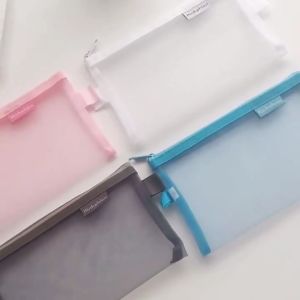 Simple Transparent Mesh Pen Bag Single-Layer Large Capacity Stationery Bag Pen Bag Student Supplies Storage Bag