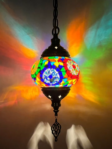 Mediterranean Style Decoration Handmade Turkish Pendant Light Glass Shades Mosaic Pendant Lamp For Bar Coffee Shop E14
