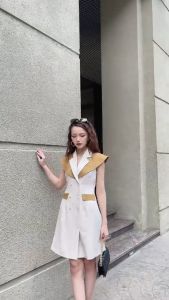 [Voucher 15% MOV 199K cap 100K Đầm A công sở HeraDG thiết kế cổ bẻ ve sang trọng có nắp túi trang trí chất liệu Tuytsi cao cấp SDPBC6126