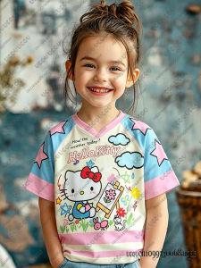 52TOYS | Summer Cartoon Hello Kitty Pattern Football Jerseys For Adult/Kids Casual Breathable Sports Short Sleeve Boys Girls Jerseys