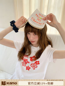 Round Neck Floral Printed Short Sleeve T-shirt